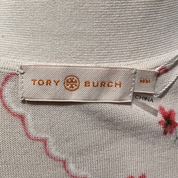 Tory Burch Cream Floral Embroidered Cardigan - Picture 10 of 14
